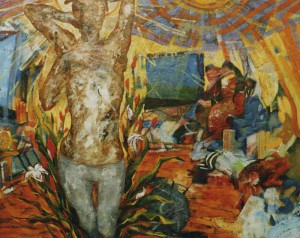 部屋悪魔　Demon in a room　2003　Oil on cotton, panel　130 x 162 cm