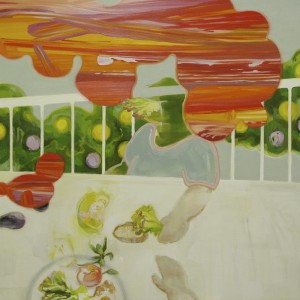 Food For Peace　2011-2012　Oil, acrylic, beeswax and pencil on cotton, panel　120 x 120 cm