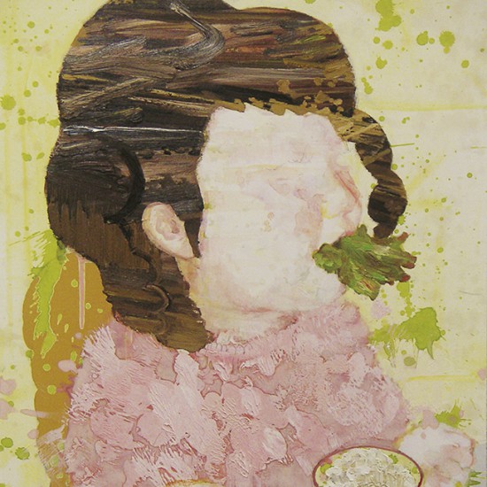 食事　meal　2008　Oil, acrylic, dyed mud pigment and pencil on cotton, panel　65.2 x 53 cm
