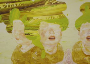 プリズムの泥　prismatic mud　2009　Oil, dyed mud pigment, beeswax and pencil on cotton, panel　65.2 x 91 cm