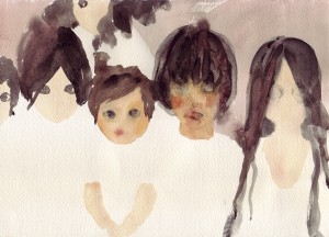 kurokami　black hair　2006　Watercolor on paper　19.5 x 27 cm