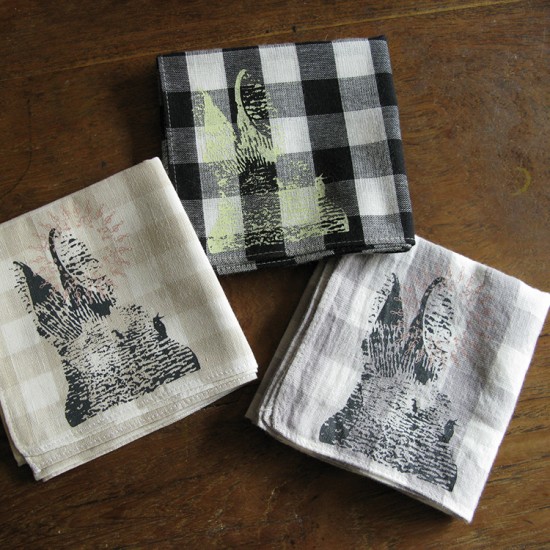 rabbit handkerchief　Screen printing　