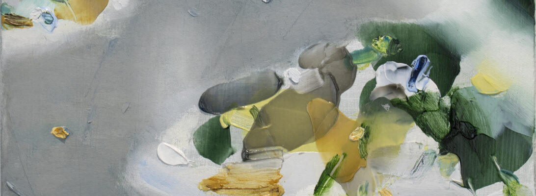 島 を あつめる／ティール　Collecting Islands “Teal”　2023　Oil on cotton mounted on panel　20.4×24.2cm